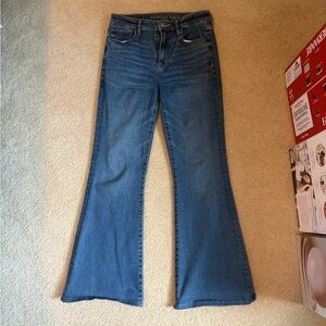 American Eagle Outfitters Blue Flare Wide Leg Jeans